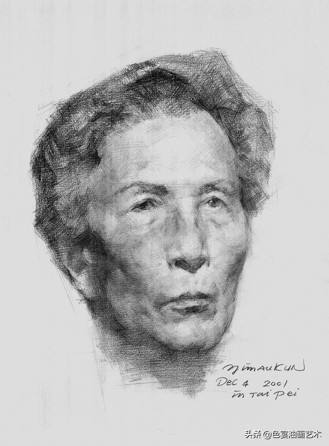 冉茂芹素描头像,人物肖像作品