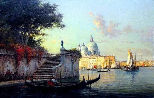 油画| 威尼斯之恋:贡多拉摇曳千年船梦