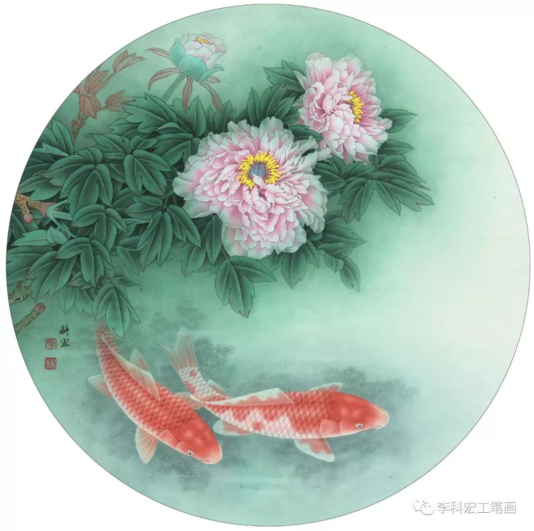 李科宏丨工笔花鸟圆扇欣赏每张都喜欢