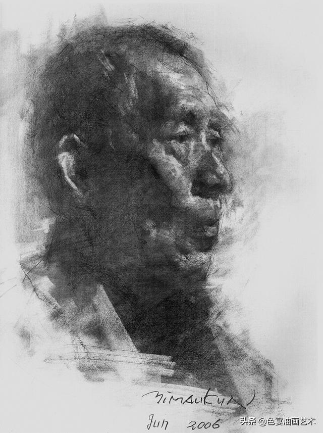 冉茂芹素描头像,人物肖像作品