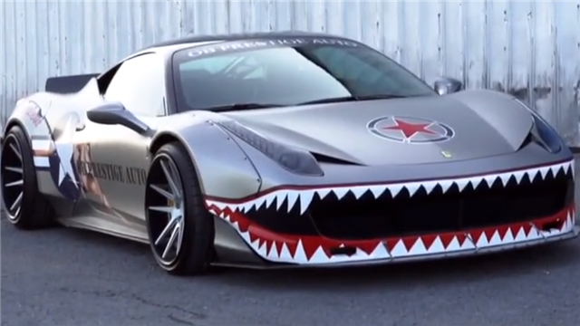 战斗灰法拉利458配宽体包围还改鲨鱼头但国内无法上路