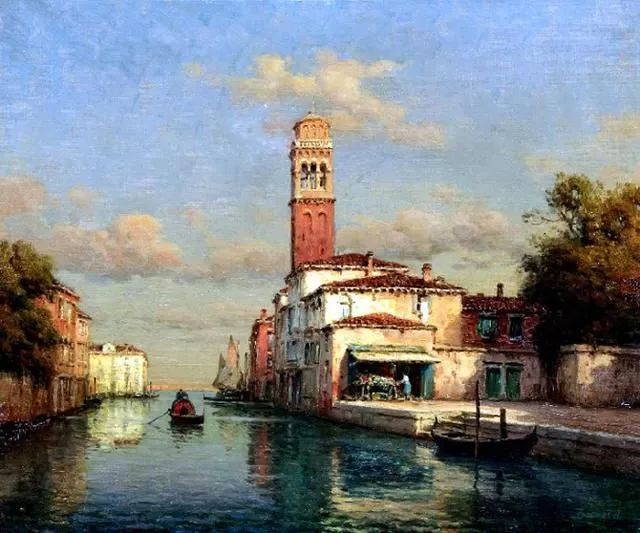 油画| 威尼斯之恋:贡多拉摇曳千年船梦