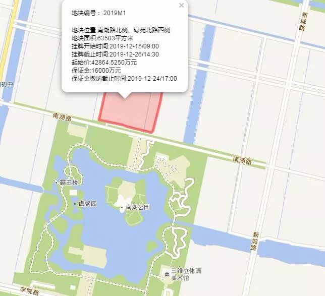 2019m1地块位置(南湖公园北侧)2019m1刚刚成交的三块地基本信息相较之