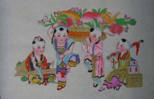 杨柳青木版年画欣赏年画娃娃系列