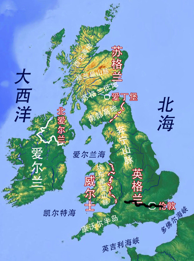 英国地图与河流图片