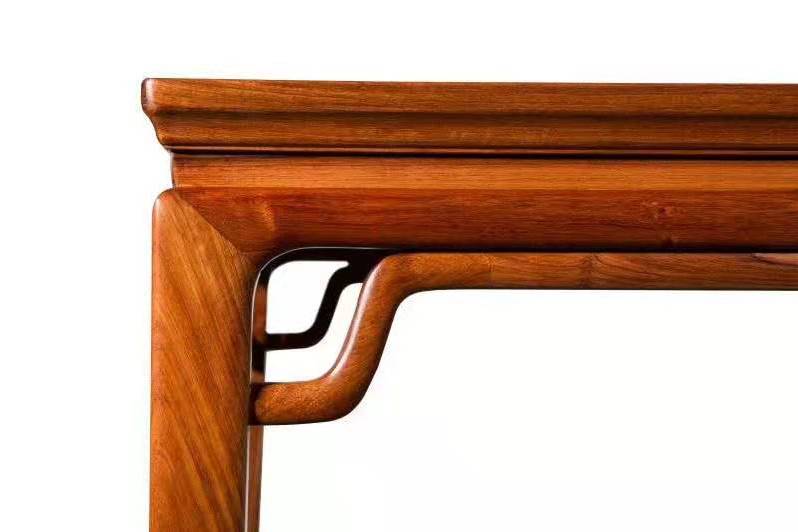 缅甸花梨木罗锅枨画案红木行家教你识别真假榫卯