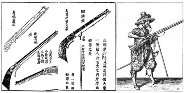 但其实,当时明军已经引进了西班牙的重型火绳枪musket,即斑鸠脚铳