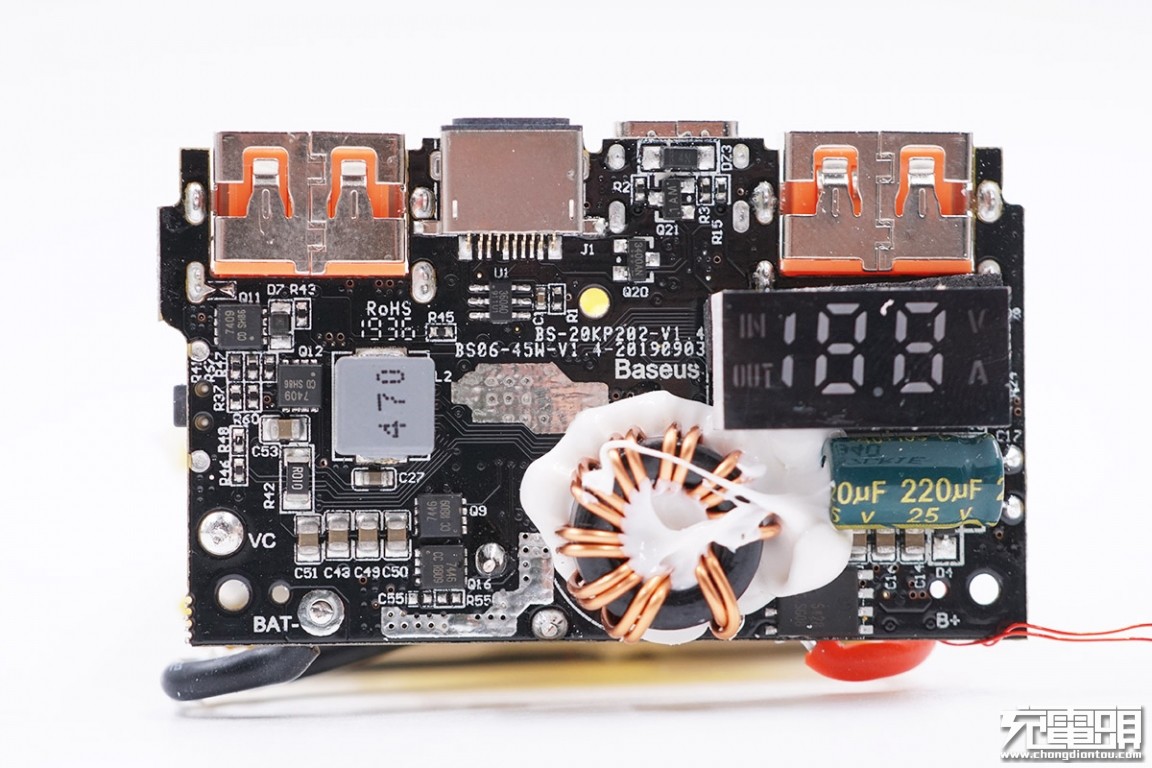 拆解报告baseus倍思20000mah45wpd快充移动电源bs20kp204
