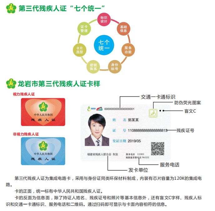 龙岩市第三代残疾人证和第二代残疾人证主要区别:▲全省第三代残疾人