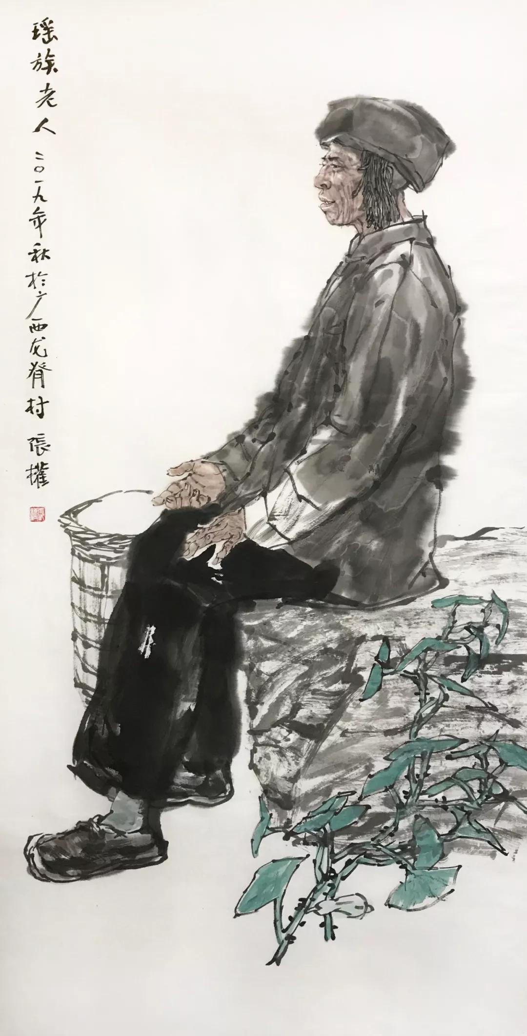 《瑶族老人》   136x68cm