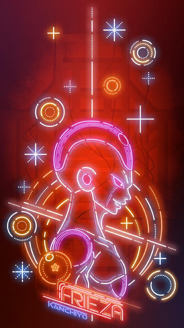 霓虹灯效果《龙珠》人物插图,真的好闪