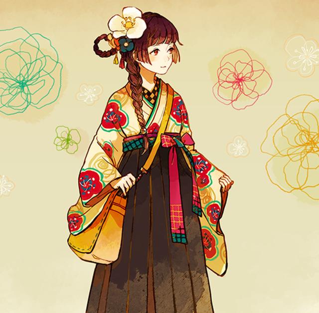 和风卡通美图:身穿和服,姿形秀丽,容光照人的漂亮小姑娘啊!