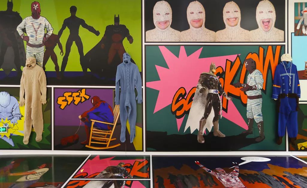 art, such as the superhero series of clothing of american artist