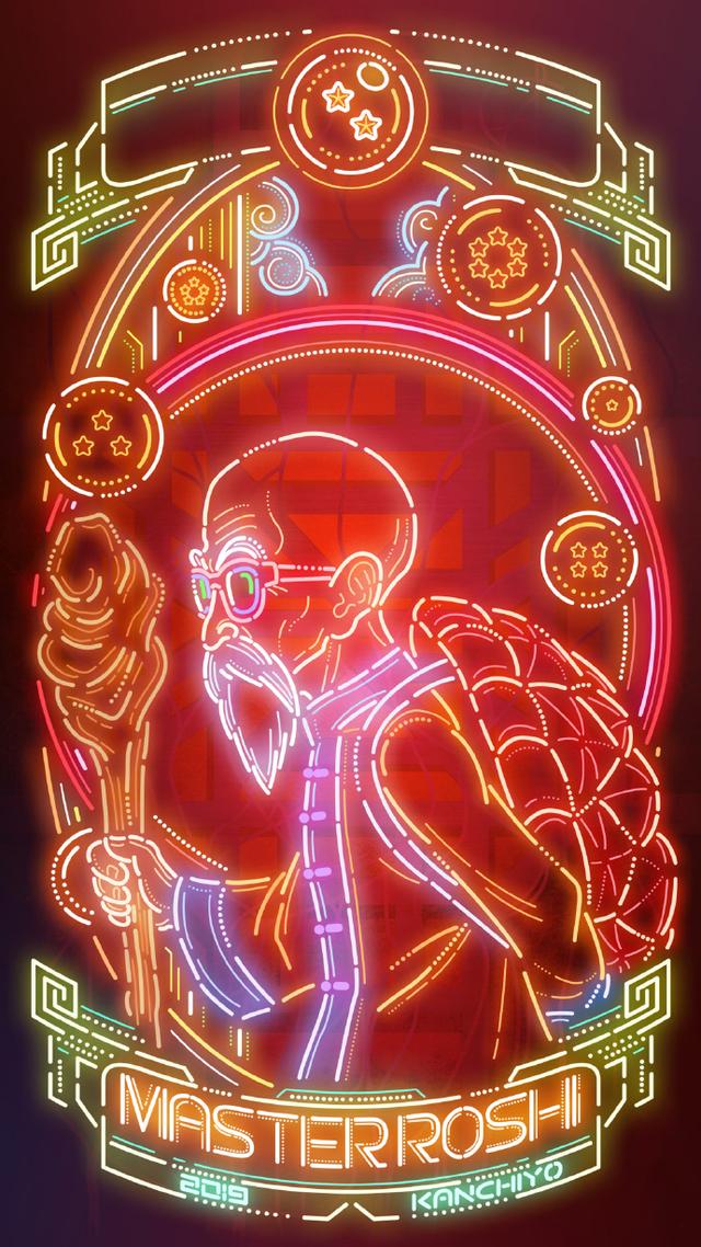 霓虹灯效果《龙珠》人物插图,真的好闪