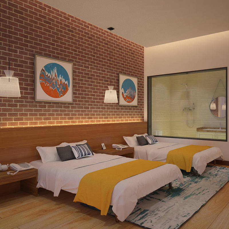 丽江民宿客栈装修设计效果图|昆明施工公司这套感觉现代了点