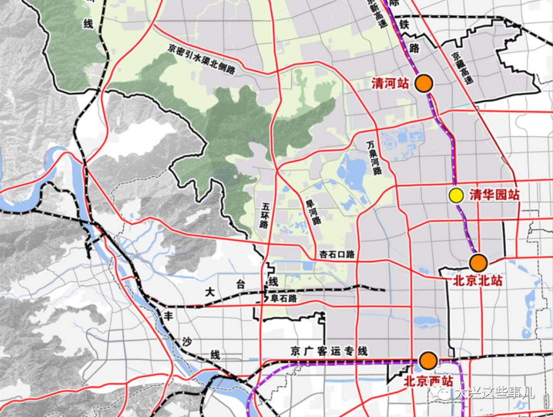 向北應該是與北京南站重合,向南過大興南中軸地區