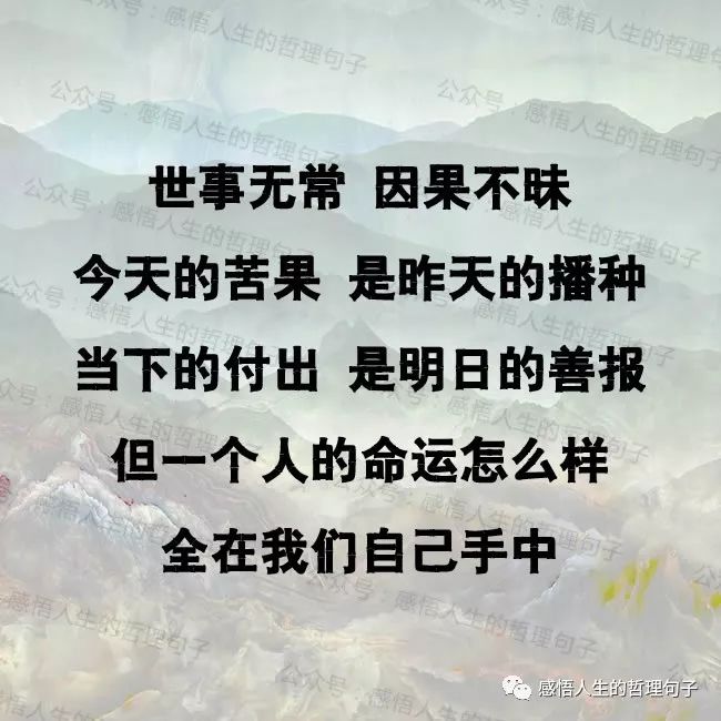 世事无常因果不昧人若欠你天必还你