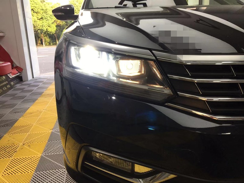 帕萨特升级白金版led立盯双光透镜加装高亮双色单u日行灯套件