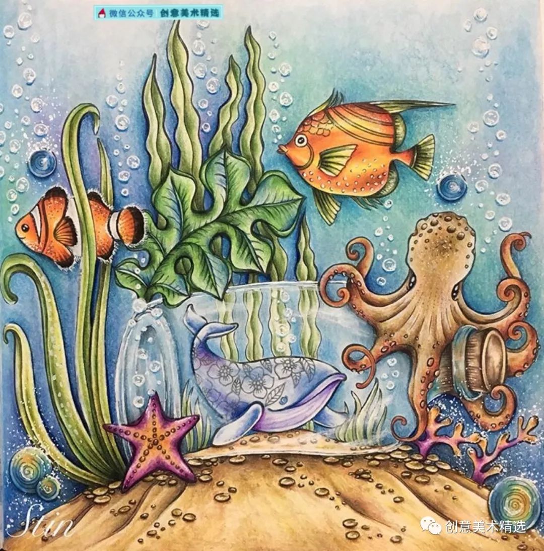 素材分享漂亮的海底世界主题色彩装饰画