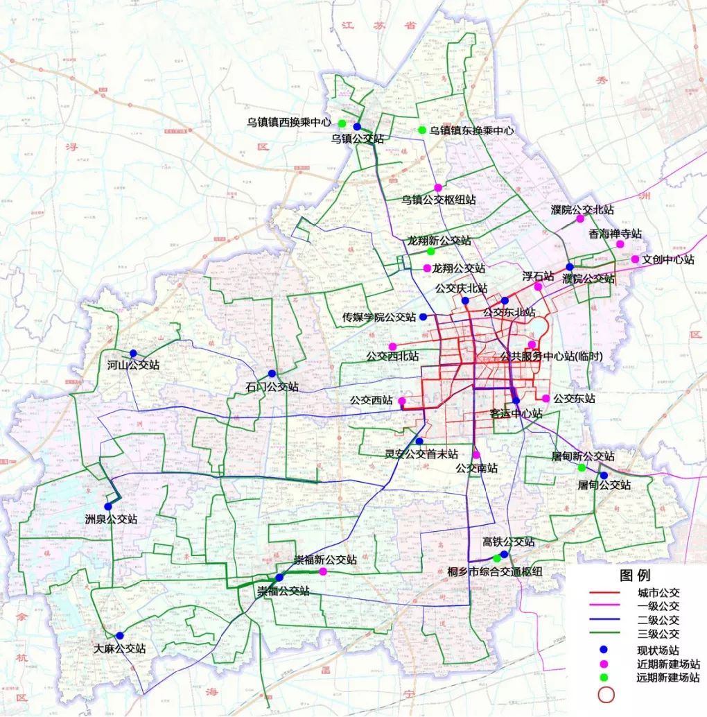 提升改建高桥高铁站枢纽的基础上,在乌镇和市区西部谋划集汽车客运或