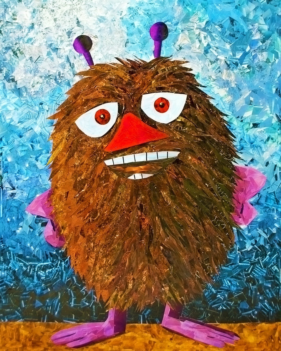 他用碎纸屑拼贴作画,竟然呈现出油画质感,你的眼睛被骗了么?