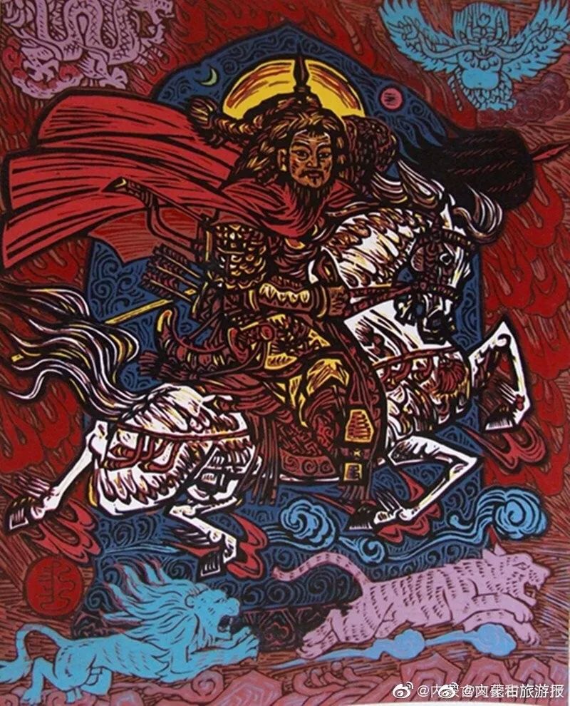 通辽版画多取材于蒙古族人的生产与生活,内容写实,风格质朴,线条粗犷