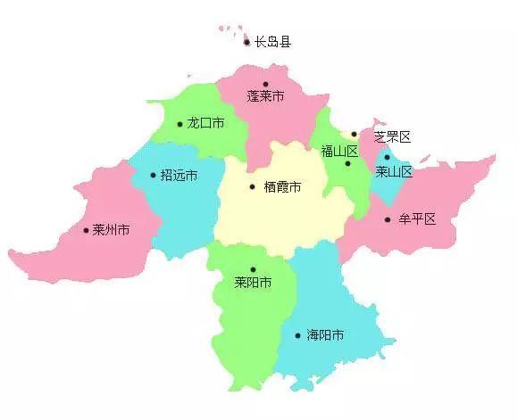 萊山區,牟平區,蓬萊市,龍口市,萊州市,招遠市,棲霞市,萊陽市,海陽市