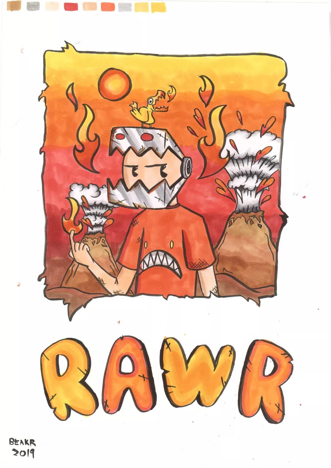 黄敬恒 marcus rawr 297x21cm 白卡纸彩色马克笔 2019