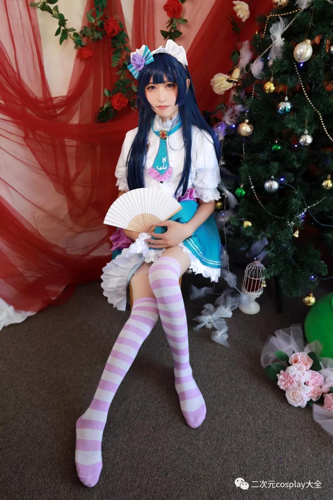 伪娘小哥哥cos津岛善子,清秀靓丽,情人节未觉醒女仆