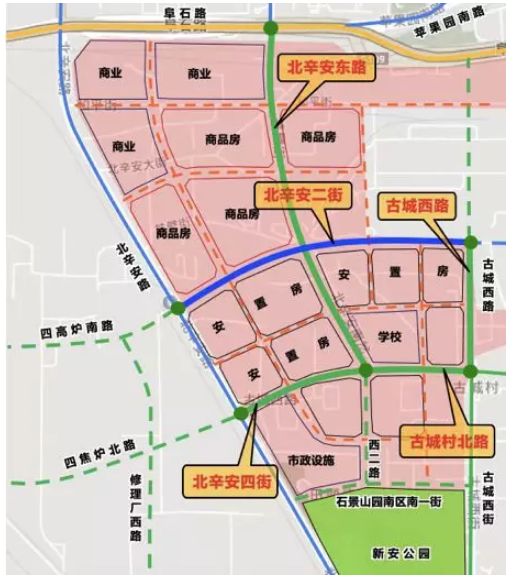 另外一条道路为:高井规划一路.南起阜石路,北至京门新线,全长约2.