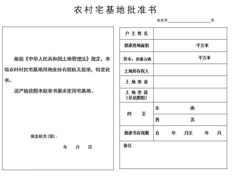 作出農村宅基地和建房(規劃許可)審批表,如下圖所示: 出具《農村宅基