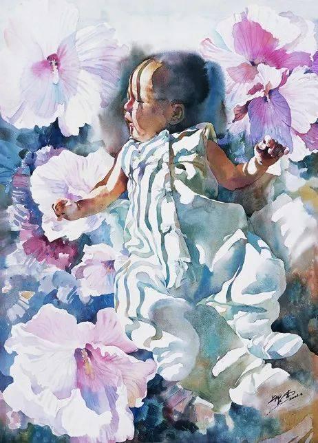 他是中国新一代水彩画家,他的人物生动,逼真,传神