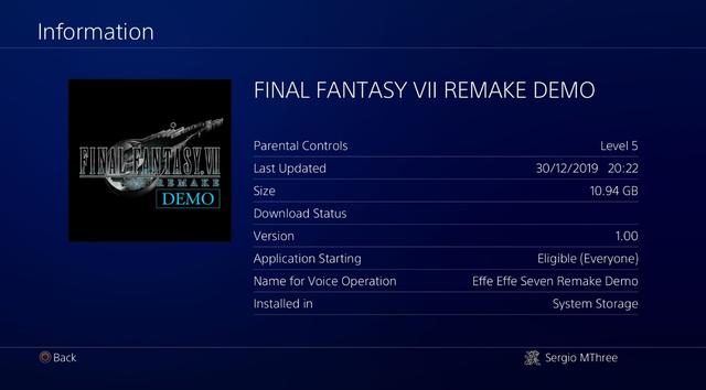 《最终幻想7：重制版》Demo大小：10.94GB_游戏