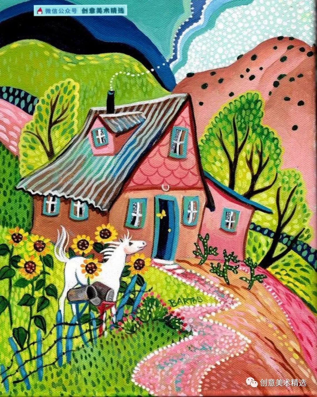 素材分享——富于装饰感的色彩风景作品_绘画