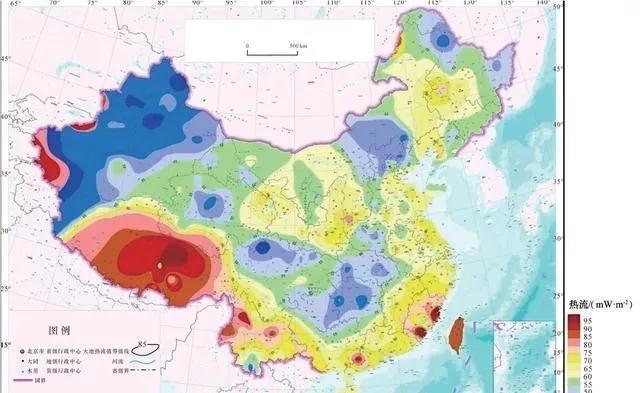 中国大陆地区热流分布随着地球深部地热温度越来越高,凡是能达到一定