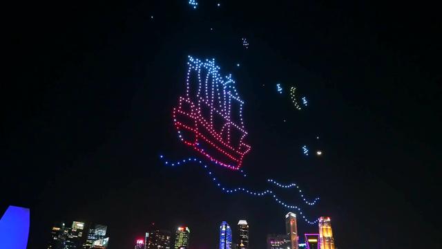 新加坡跨年倒数 大型无人机编队秀惊艳世界