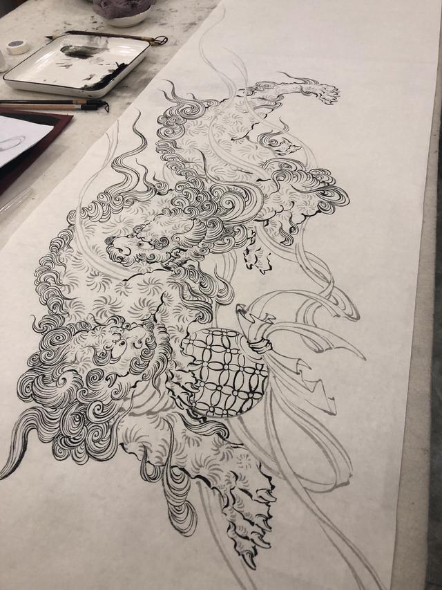 "唐狮子"怎么画?吉祥图案传统狮子