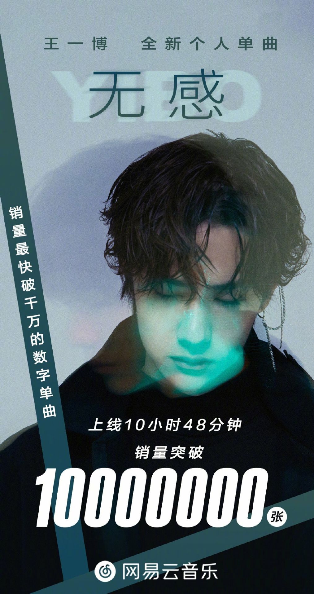 王一博新歌《无感》上线10小时销量破千万张,上线瞬间把平台挤爆!