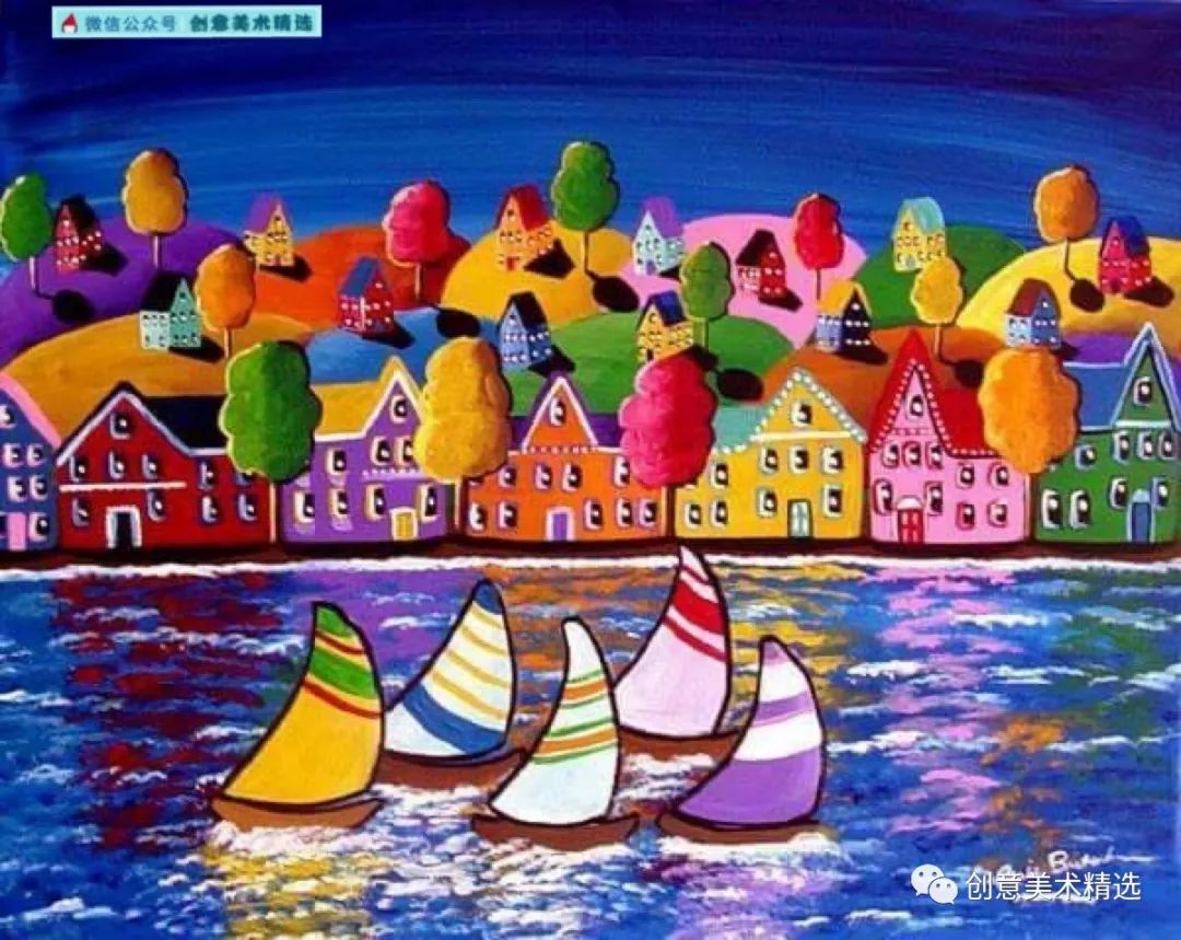 色彩创意作品中常常不以客观再现为唯一评判标准,孩子们在创作的而