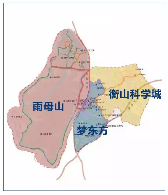 衡阳未来中心最具发展潜力的区域,最终圈定在 三大融城板块——雨母山