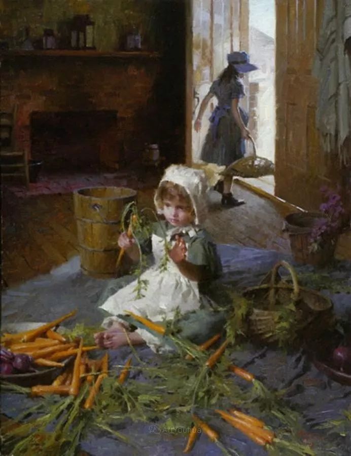 最平凡的幸福有爱的儿童油画美国画家摩根威斯特林作品欣赏