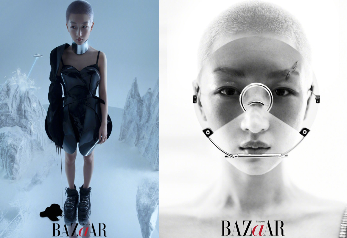 周冬雨剃寸头拍时尚大片,造型酷炫大胆