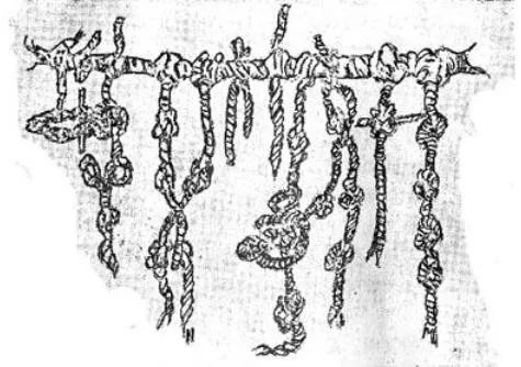 的人类用在绳子上打结的方法来记数,并以绳结的大小来表示野兽的大小