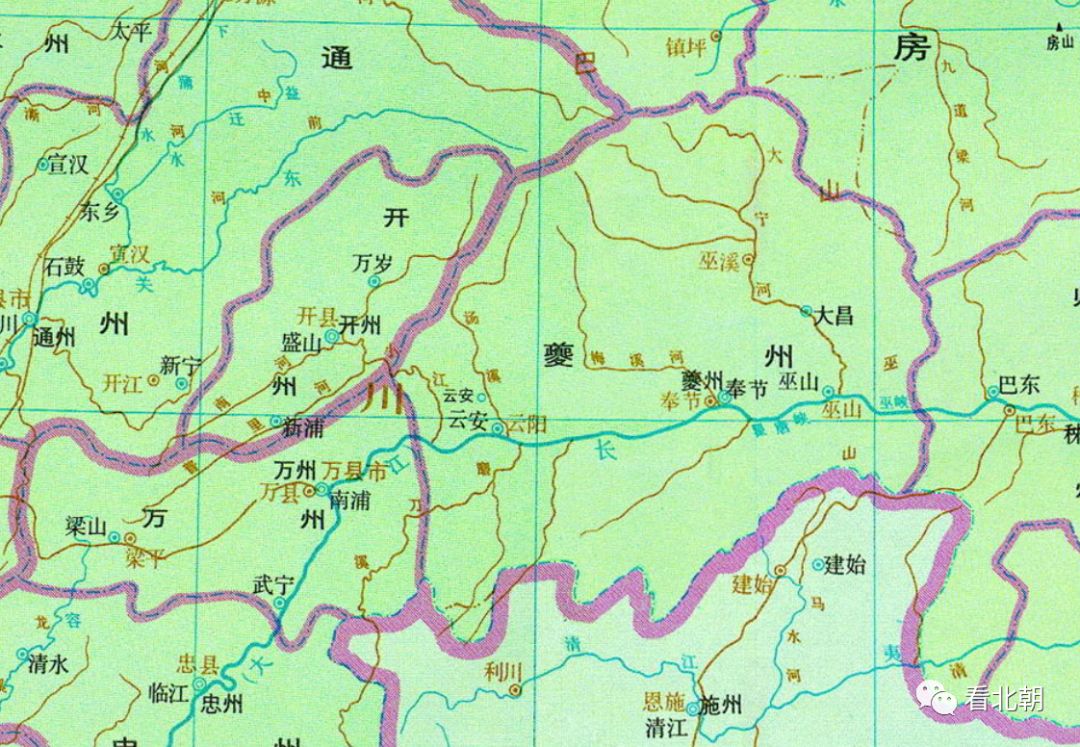 唐代地图中的自夔州至开州的位置,图/网络
