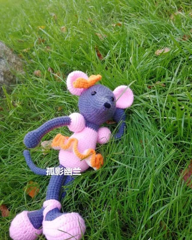 穿芭蕾舞鞋的鼠小姐创意毛线编织钩针鼠玩偶有编织图解