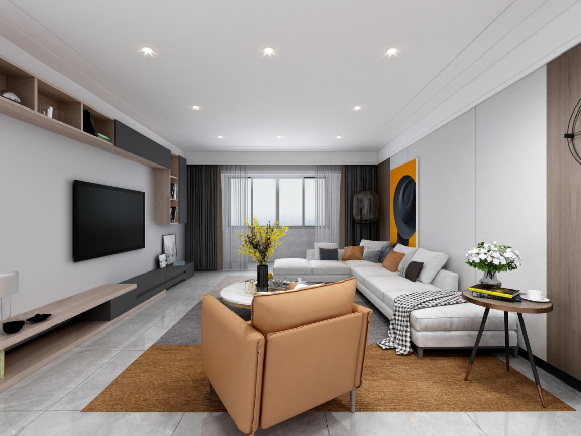 沪尚茗居装修案例100㎡的轻奢小三居美的高级令人心动