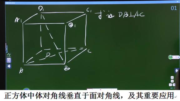 高中數學立體幾何正方體中體對角線垂直於面對角線及應用