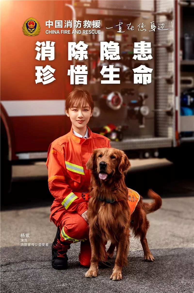 中国消防救援一直在您身边消防公益宣传使者杨紫为消防安全代言