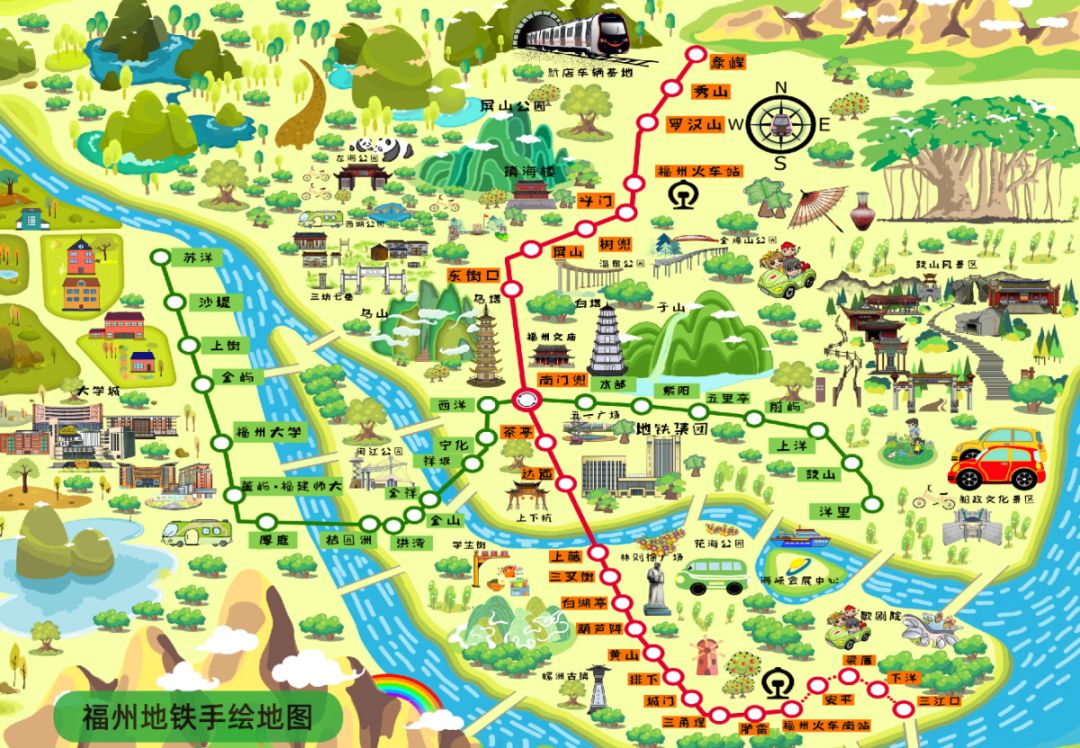 福州地铁手绘地图来了!