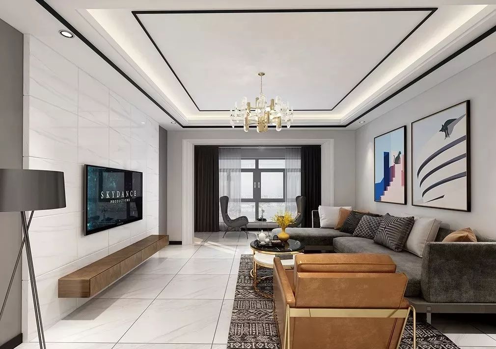 素色演绎电视背景墙极简极美